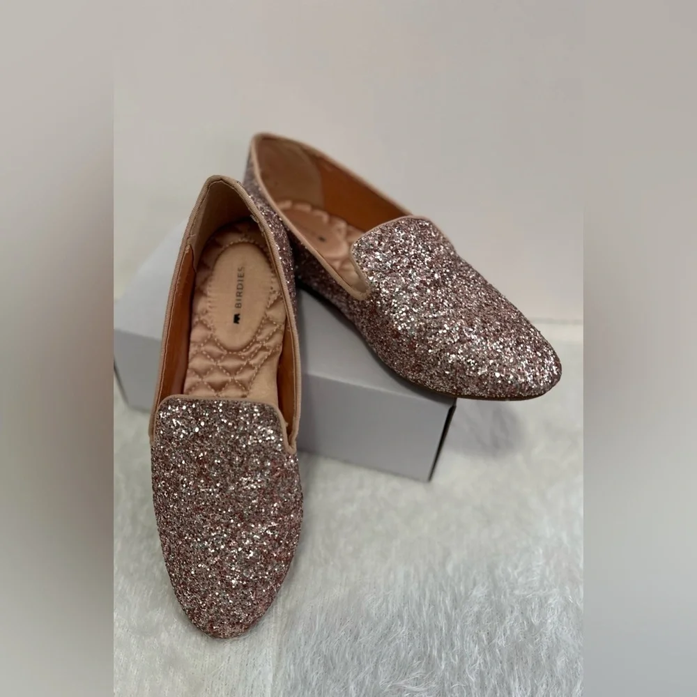 Birdies Silver Sparkle Flats 💞